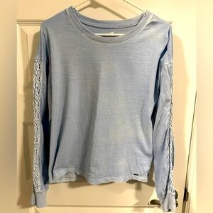 Hollister Blue Long Sleeve T-shirt With Lace Detail Size Medium Women's